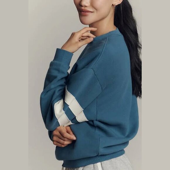 NEW Clare V. - Size XNEW Clare V. -L Women's Oversized Varsity Sweatshirt - Blue - Picture 2 of 6